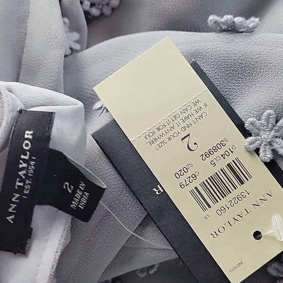 Ann Taylor gray one shoulder embellished rhinestone chiffon top - Picture 7 of 11